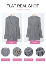Dokotoo Womens Gray Chunky Cable Knit Casual Cardigan Solid Color Button Down Open Front Loose Sweater Outwear Size Large US 12-14 - Image 7